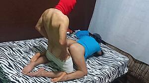 stepmom lies on bed ready for stepson to fill her vagina with hot cum. oh no his penis is bigger than expected