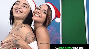 Petite Tattooed Latina Enjoys Licking and Toying from Teen Lesbian Lover
