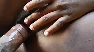 Ebony pussy creaming from intense backshots.