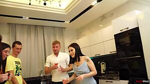 these college students are banging in a huge rough orgy with blowjob doggystyle cowgirl and cumshots at the Christmas party