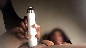 Sexy ebony babe masturbates with buttplug and vibrator until squirting orgasm