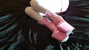 Laura Xxx Model Sexy Video With 8 Inches Pink Platform Heels And White Pantyhose!