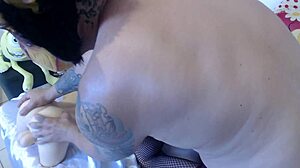 hey, happy holidays with my cute blonde stepdaughter getting playful on all fours after everyone left with that fun toy