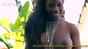 Sexy ebony girl sucking and riding huge black dick