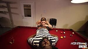 White bbw bent over pool table taking huge bbc deep!