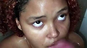 hot bath with ebony teen ends in facial cumshot