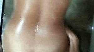 hot bath with ebony teen ends in facial cumshot