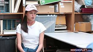 The very cute teen shoplifter makes a deal with security for her freedom