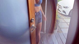 Spanish man encounters Chinese woman with huge tits in a bold scene. He rails her passionately, highlighting her European and Asian features.