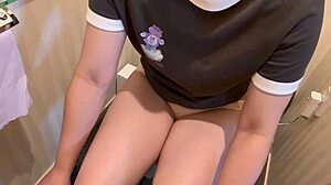 this japanese brunette amateur gets excited masturbating in a smelly toilet, showing off her college girl moves.