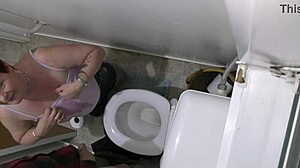 Extremely messy toilet piss fest where submissive Cara drinks piss and licks it off seat and floor in trailer