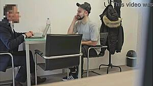 Straight insurance broker gets convinced for first time blowjob and handjob in homemade scene