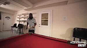 White bbw bent over pool table taking huge bbc deep!