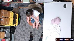 The very cute teen shoplifter makes a deal with security for her freedom