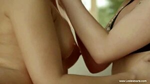 These blonde and brunette babes dive into their first glamorous lesbian play with toys