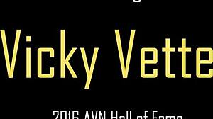 White Laced Blonde Vicky Vette Fingers Her Big Clit And Pussy Lips On Bed!