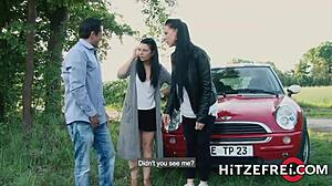 I fuck you hard so you won't call the police on me, Bonny says while deepthroating his monster cock outdoors in German hardcore action.