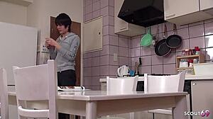 Hey, check this virgin Japanese teen getting creampie fucked by her classmate at home.