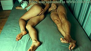 Unexpected night sex with gorgeous stepmother touching her ass with dick in missionary position