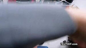 Aussie cougar bends over desk to ride police officer's big cock after lingerie theft bust