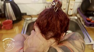 Ruiva Carioca With Big Ass Takes Deep Bareback Blowjob In Lingerie.