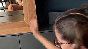 Hey, watch this 18yo teen model ride a dildo solo until she hits orgasm in backstage fun