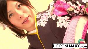 Japanese Geisha Tied Up for Hairy Pussy and Ass Play in Teen Brunette Babe Scene