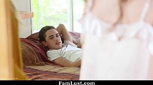 Stepbrother Fucks Cute Stepsister Anytime Under Stepmom's Watch!