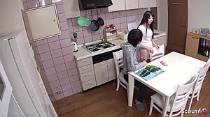 Hey, check this virgin Japanese teen getting creampie fucked by her classmate at home.
