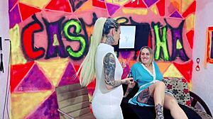 Patricinha goes to tattoo studio for pussy ink but artists can't resist her pink sheer spot and start wild banging inside 😈