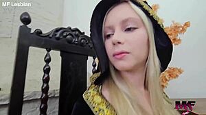 Blonde Brazilian girls share intense kisses in House of Dragons setting