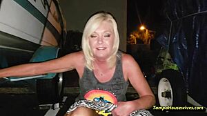 Blonde MILF in Heels Becomes Pee Queen with Close-Up Fetish Roleplay and Golden Shower in Outdoor Public Setting