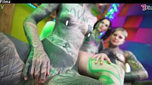 Bold Tattoo Lesbians Dive into Anal Gape and Cum Swap in Goth Punk Scene