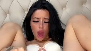 american exchange student enjoys solo play with toys and squirting.