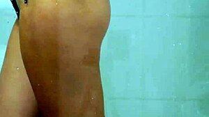 Hey gorgeous college girl, why take a shower in bikini with your tanned ass and big ass showing?