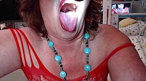 Giantess fantasy unfolds with curvy mature putting tiny guy in mouth for intriguing POV thrill