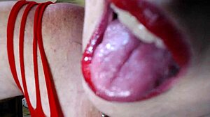 Giantess fantasy unfolds with curvy mature putting tiny guy in mouth for intriguing POV thrill