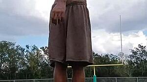 Sexy athletic black mature woman looks beautiful in homemade workout session with cute brunette roommate.