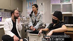 jasmine roses back gets blasted with cum in behind the scenes blowjob and face fucking with latex gloves and latina moaning natural tits?