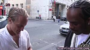 Blonde gets BBC facial in wild session