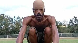 Sexy athletic black mature woman looks beautiful in homemade workout session with cute brunette roommate.