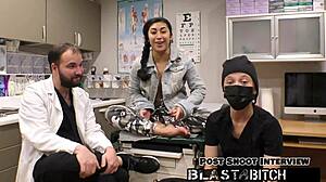 jasmine roses back gets blasted with cum in behind the scenes blowjob and face fucking with latex gloves and latina moaning natural tits?