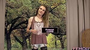 why does tattooed shemale debutante tug on her dick in solo masturbation with stockings?