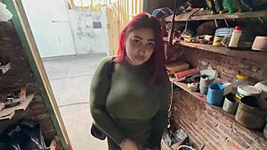 Monster cock fucking big ass wife in mechanical workshop with muff diving