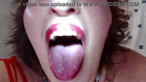 Giantess fantasy unfolds with curvy mature putting tiny guy in mouth for intriguing POV thrill