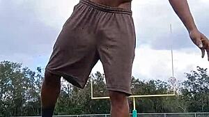 Sexy athletic black mature woman looks beautiful in homemade workout session with cute brunette roommate.