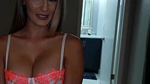 blonde milf wife fucks big black cock while cuckold husband watches interracial action