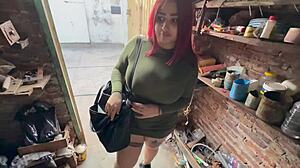 Monster cock fucking big ass wife in mechanical workshop with muff diving