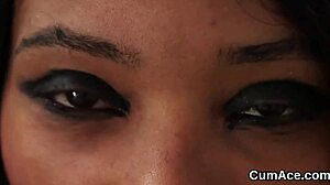 Sex kitten eats facial cumshot