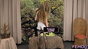 why does tattooed shemale debutante tug on her dick in solo masturbation with stockings?